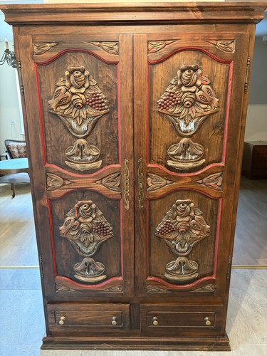 Bauernschrank holz braun rot - bauernschrank, braun/rot